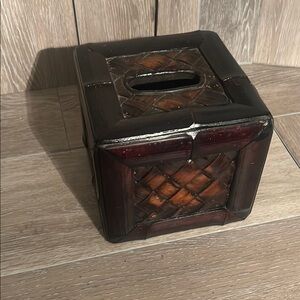 Handmade Woven Wood Tissue Box Cover – Rustic Natural Decor